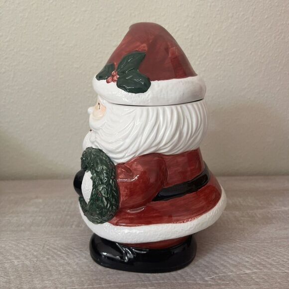 Vintage Red Santa Claus Cookie Jar Jay Import 9.5" Christmas Candy Cane - Picture 2 of 9